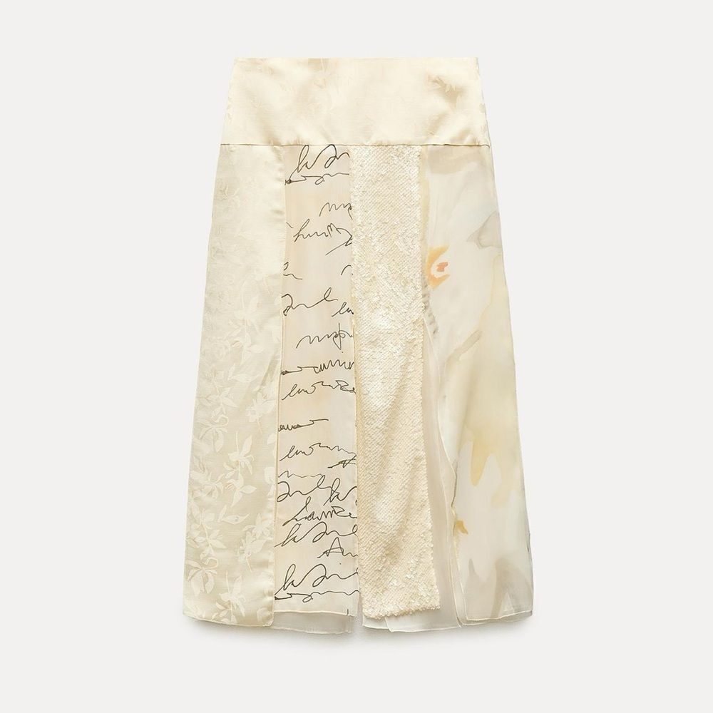 Zara limited edition patchwork midi skirt NWT - Picture 5 of 8